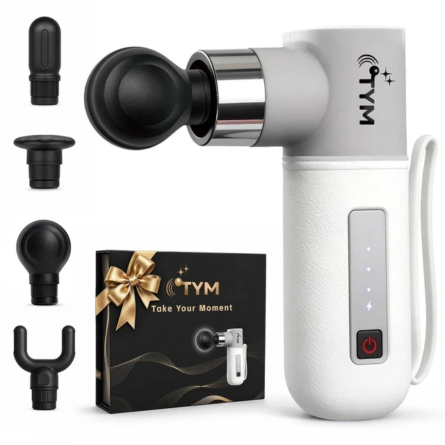 Main image of Mini Massage Gun Deep Tissue, Small Travel Muscle Massager 4 Heads | Portable Percussion Massager Gun, 4000mAh, Fascia Gun for Fitness Athlete Full Body Home Gym Workout Gifts for Men Women