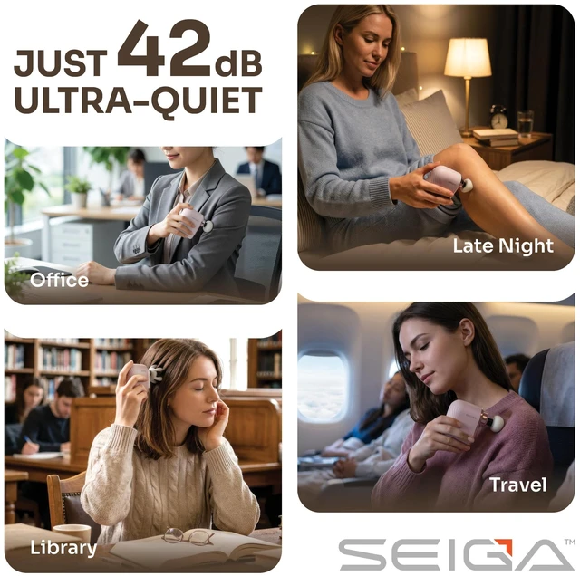 Alt view image 6 of 7 - Mini Massage Gun, Deep Tissue Percussion Massager, 0.4 lb, Portable | Up to 4-Hour Runtime,Quiet(42 dB),Pressure-Responsive,3 Massage Heads,5 Speed Dual-Mode,Storage Bag,Back and Neck Massage