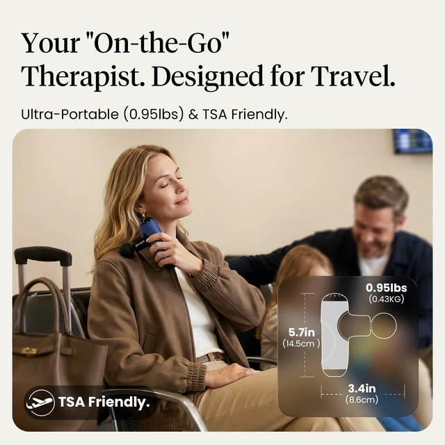 Alt view image 3 of 7 - Q2 Mini Massage Gun, Pocket-Sized, Small, Travel Essential | FSA Portable Handheld Massager for Muscle Recovery, Quiet Percussion Deep Tissue Massager Gun, Ideal Gift, HSA Eligible
