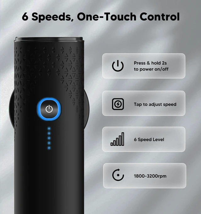 Alt view image 2 of 7 - Mini Massage Gun with Heat, Soft Non-Slip Silicone Grip, 6 Speeds | Powerful Handheld Deep Tissue Percussion Massager, 4 Heads, Ultra-Quiet, Lightweight & Portable for Home Gym Office Travel