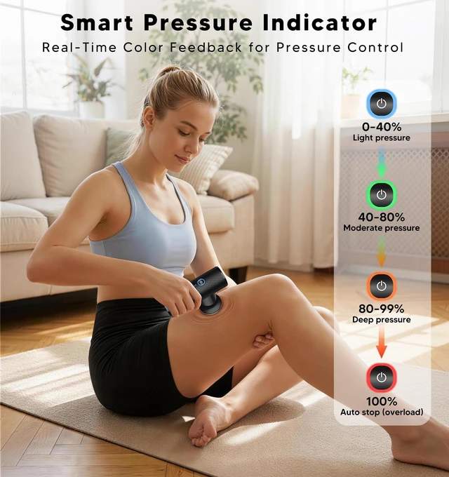 Alt view image 5 of 7 - Mini Massage Gun with Heat, Soft Non-Slip Silicone Grip, 6 Speeds | Powerful Handheld Deep Tissue Percussion Massager, 4 Heads, Ultra-Quiet, Lightweight & Portable for Home Gym Office Travel