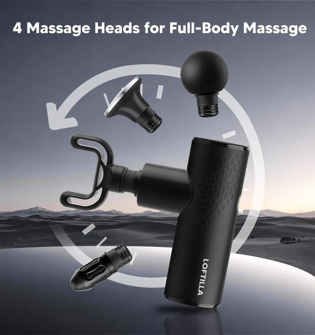 Alt view image 6 of 7 - Mini Massage Gun with Heat, Soft Non-Slip Silicone Grip, 6 Speeds | Powerful Handheld Deep Tissue Percussion Massager, 4 Heads, Ultra-Quiet, Lightweight & Portable for Home Gym Office Travel