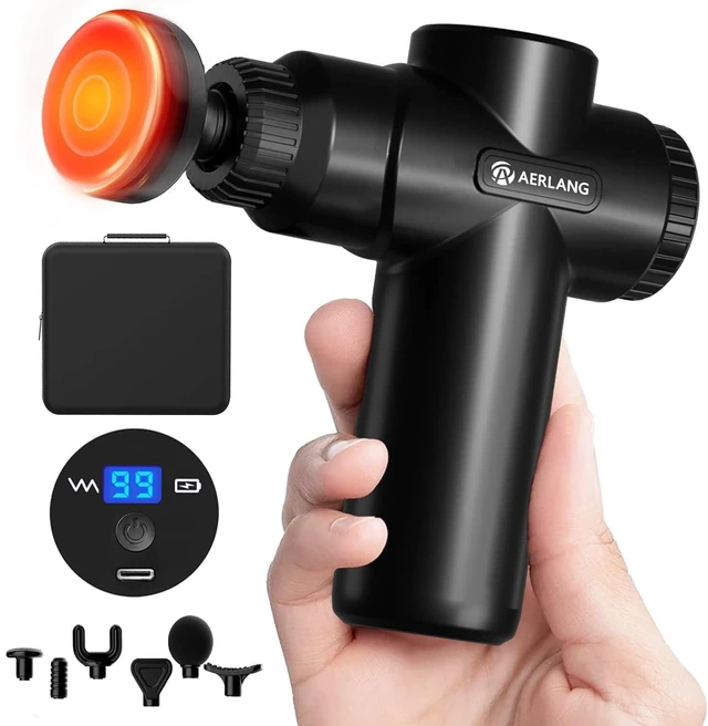 Main image of Mini Massage Gun deep Tissue with Heat Christmas Gift for Him Black | Mini Massager Deep Tissue Muscle and Back Massager for Pain Relief Portable Body Massager with Carrying Case FSA Eligible HSA