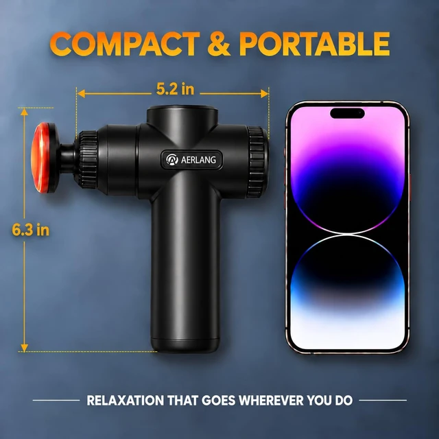 Alt view image 2 of 7 - Mini Massage Gun deep Tissue with Heat Christmas Gift for Him Black | Mini Massager Deep Tissue Muscle and Back Massager for Pain Relief Portable Body Massager with Carrying Case FSA Eligible HSA
