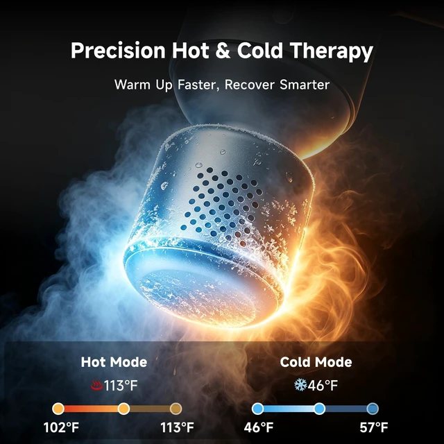 Alt view image 3 of 7 - Massage Gun Deep Tissue Heat & Cold Massager for Body Pain Relief | Cordless Percussion Massager with Quiet for Muscle Recovery, Gift for Athletes, Men & Women, Portable for Gym, Office, Travel