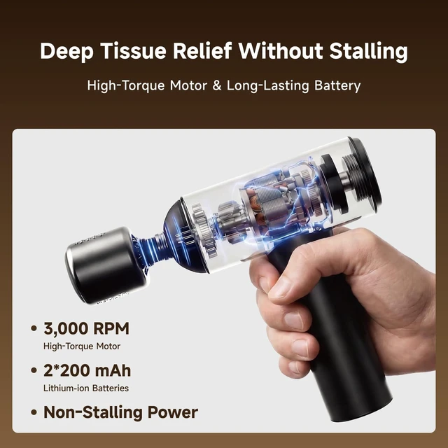 Alt view image 4 of 7 - Massage Gun Deep Tissue Heat & Cold Massager for Body Pain Relief | Cordless Percussion Massager with Quiet for Muscle Recovery, Gift for Athletes, Men & Women, Portable for Gym, Office, Travel