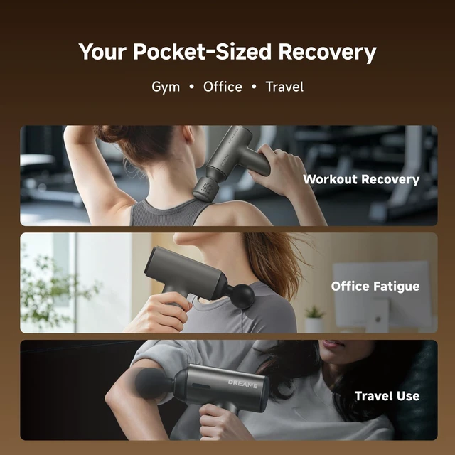 Alt view image 6 of 7 - Massage Gun Deep Tissue Heat & Cold Massager for Body Pain Relief | Cordless Percussion Massager with Quiet for Muscle Recovery, Gift for Athletes, Men & Women, Portable for Gym, Office, Travel