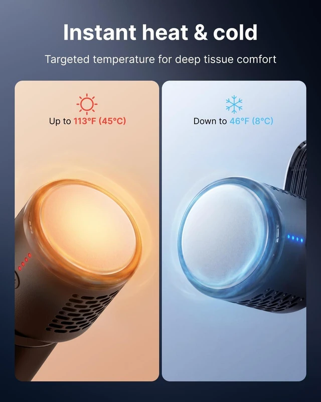 Alt view image 5 of 7 - Active Mini Thermacool Massage Gun with Heat and Cold, Thumb Loop | Portable Deep Tissue Back Massager with Loop Design for Easy Use, Carry Case, FSA Eligible HSA, Gift for Officers, Gym Lovers