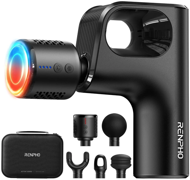 Main image of Active Mini Thermacool Massage Gun with Heat and Cold, Thumb Loop | Portable Deep Tissue Back Massager with Loop Design for Easy Use, Carry Case, FSA Eligible HSA, Gift for Officers, Gym Lovers