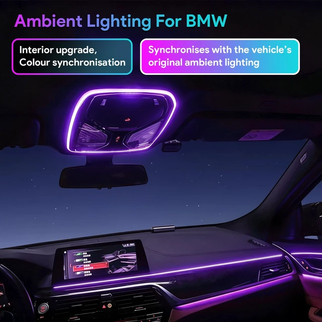 Alt view image 4 of 7 - LED Interior Ambient Light for BMW, Car Roof Reading Light Trim Ring, Sync with OEM Ambient Lighting, Multi-Color, for BMW 3 4 5 6 7 Series, X3 X4 X5 X6 X7, G20 G22 G30 G01 G05 (Style 1)