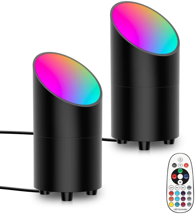 Main image of 7W RGB Smart Uplights Indoor Color Changing Floor Can Light, 2 Pack | Up Lights with Foot Switch & Remote, Timer, 2700K, Dimmable Spotlights Indoor for Corner Sofa Plant Home Accent Lighting