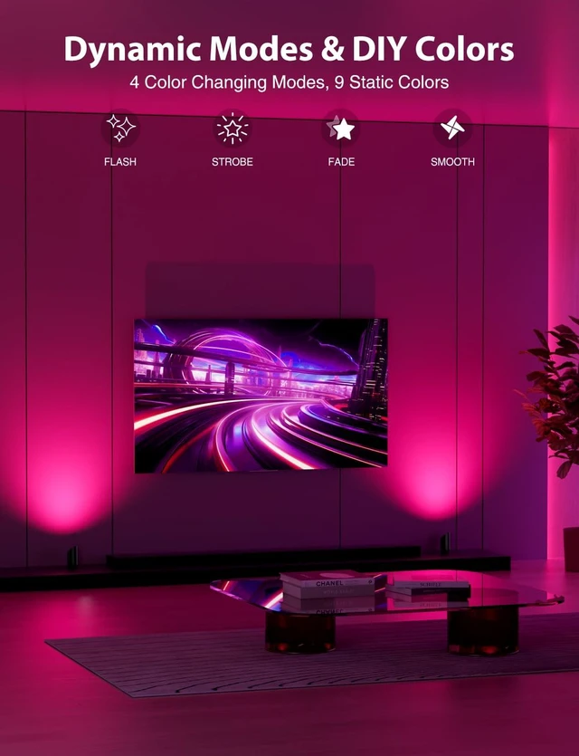 Alt view image 3 of 7 - 7W RGB Smart Uplights Indoor Color Changing Floor Can Light, 2 Pack | Up Lights with Foot Switch & Remote, Timer, 2700K, Dimmable Spotlights Indoor for Corner Sofa Plant Home Accent Lighting