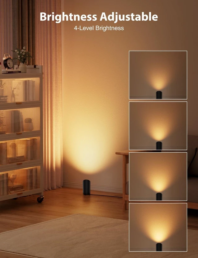 Alt view image 5 of 7 - 7W RGB Smart Uplights Indoor Color Changing Floor Can Light, 2 Pack | Up Lights with Foot Switch & Remote, Timer, 2700K, Dimmable Spotlights Indoor for Corner Sofa Plant Home Accent Lighting