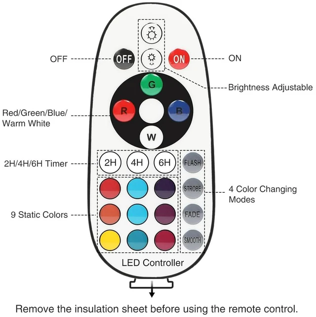 Alt view image 7 of 7 - 7W RGB Smart Uplights Indoor Color Changing Floor Can Light, 2 Pack | Up Lights with Foot Switch & Remote, Timer, 2700K, Dimmable Spotlights Indoor for Corner Sofa Plant Home Accent Lighting