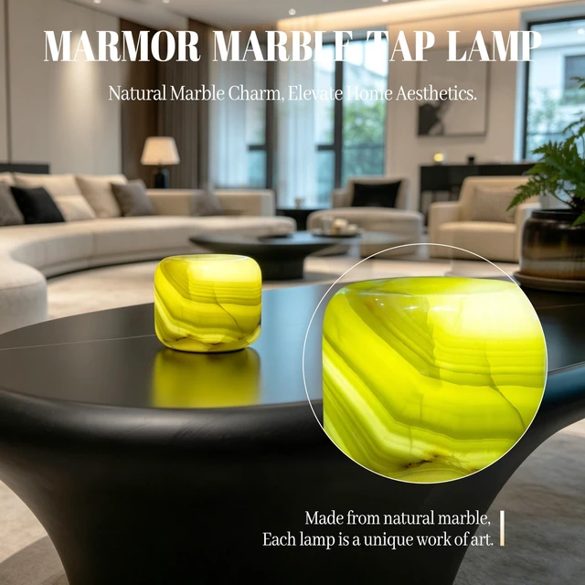 Alt view image 6 of 7 - Marble Lamp Table Lamp Unique Stone Lamp Touch Lamp Pat Lamp Type-C 3 Way Bedside Lamps Ambient Light Bedroom Night Stands Small Night Light Decorative LED Warm Portable Lamps Rechargeable