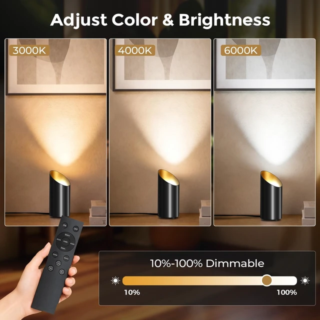 Alt view image 3 of 7 - Dimmable Uplights Indoor,3CCT Floor Can Lights with Remote & Timer | SpotLights Up lights Indoor, Foot Switch & 5.9FT Cord, Accent Lighting for Plants,Oasis Lighting,Corners,Living Room