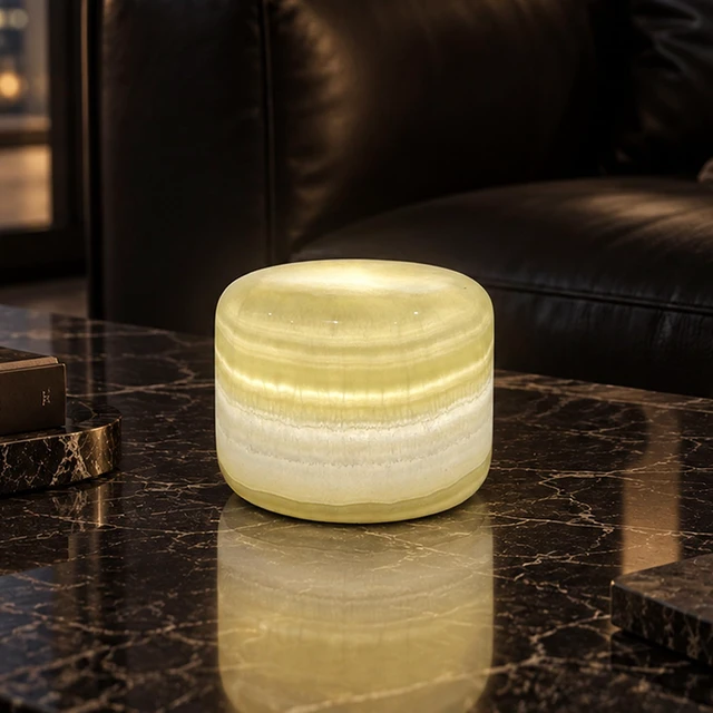 Alt view image 2 of 7 - Marble Lamp Table Lamp Unique Lamp Type-C 3 Way Bedside Lamp Ambient Lighting for Bedroom Night Stands Night Light Decorative LED Warm Ambient Portable Lamp for Rechargeable (Eastern Jade Glow)