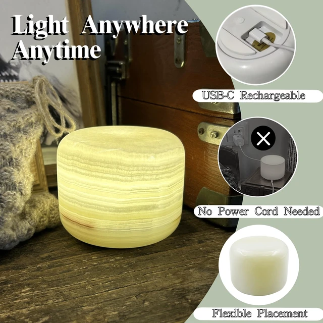 Alt view image 5 of 7 - Marble Lamp Table Lamp Unique Lamp Type-C 3 Way Bedside Lamp Ambient Lighting for Bedroom Night Stands Night Light Decorative LED Warm Ambient Portable Lamp for Rechargeable (Eastern Jade Glow)