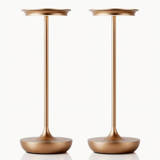 Main image of LED Rechargeable Cordless Table Lamp Battery Operated Light 2P Bronze | Brightness Touch Portable Outdoor Waterproof Long-Lasting Light 3 level dimmable ambient light for Restaurant/Dining/Home