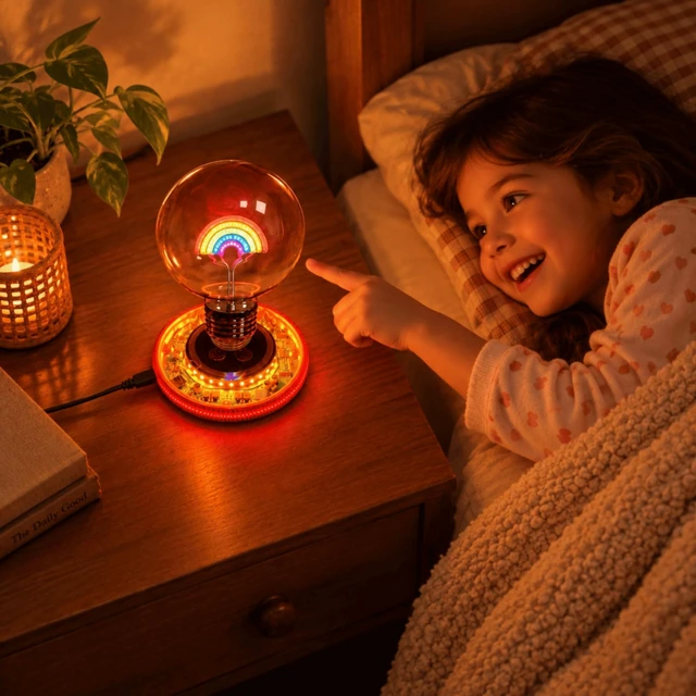 Alt view image 2 of 6 - Levitating Lamp Bulb Magnetic Ambient Lighting Floating Rainbow Light Bulb Night Light Automatic Rotating Creative Tech Gift for Game Room, Desk Decor, Home Office