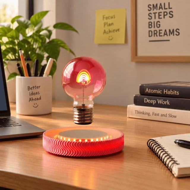 Alt view image 4 of 6 - Levitating Lamp Bulb Magnetic Ambient Lighting Floating Rainbow Light Bulb Night Light Automatic Rotating Creative Tech Gift for Game Room, Desk Decor, Home Office