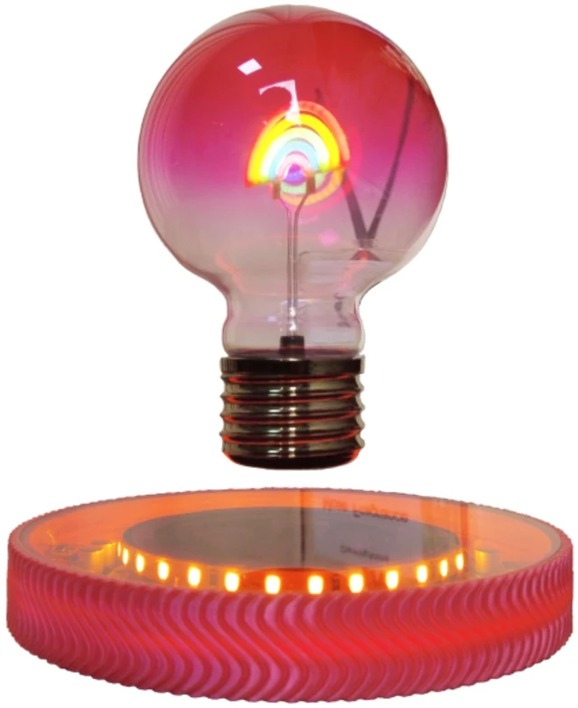 Alt view image 6 of 6 - Levitating Lamp Bulb Magnetic Ambient Lighting Floating Rainbow Light Bulb Night Light Automatic Rotating Creative Tech Gift for Game Room, Desk Decor, Home Office