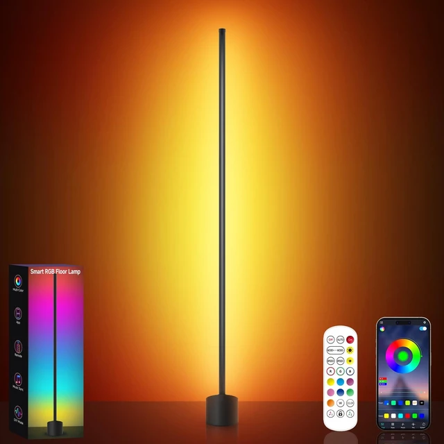 Main image of LED Corner Floor Lamp, Smart RGB Ambient Corner Light for Living Room | 16 Million Colors, App & Remote Control, Music Sync, Timer Setting, Mood Lighting, Standing LED Lamp for Bedroom, Gaming Room