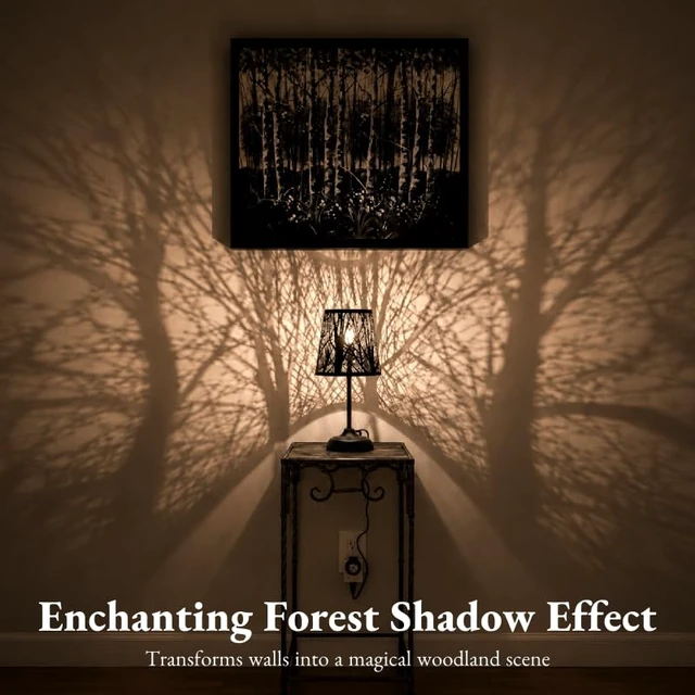 Alt view image 3 of 7 - Touch Table Lamp, Tree Shadow Projection, 3-Level Shadow Lamp | Vintage Bedside Night Light, Black Metal Lamp Small Lamp for Small Spaces, Decorative Accent Lamp Bedroom Decor Mood Lighting