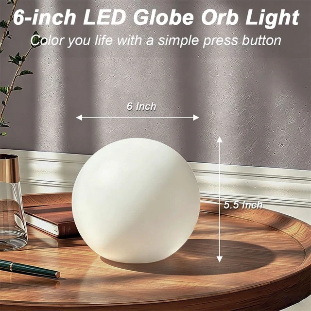 Alt view image 6 of 7 - LED Globe Orb Light, 6-in LED Light Up Ball, Cordless Glowing Orb for Kids | KEROVI Rechargeable Globe Lamp w/Remote, 16 Dimmable Color & 4 Mode, Waterproof Ambient Light for Bedroom