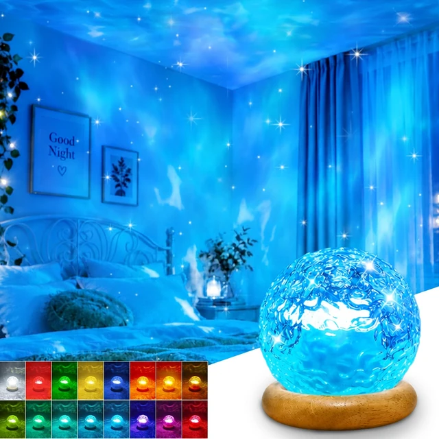 Main image of Ocean Projector for Bedroom,16 Colors Led Ambient Lighting for Girls Gift | Sunset/Ocean/Northern Wave Lamp,6 Brightness, 1 Hr Timer, Made of Glass & Wood, for Bedroom,Bathroom,Dorm,Room & Night Light