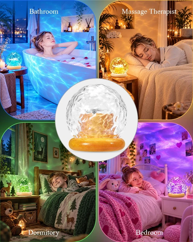 Alt view image 6 of 7 - Ocean Projector for Bedroom,16 Colors Led Ambient Lighting for Girls Gift | Sunset/Ocean/Northern Wave Lamp,6 Brightness, 1 Hr Timer, Made of Glass & Wood, for Bedroom,Bathroom,Dorm,Room & Night Light