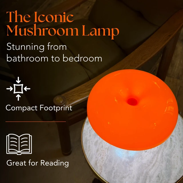 Alt view image 5 of 7 - Orange Mushroom Lamp Cordless Rechargeable Touch Dimmable Desk lamp | Wireless dimmable desk lamp, ideal for reading, studying, or decor