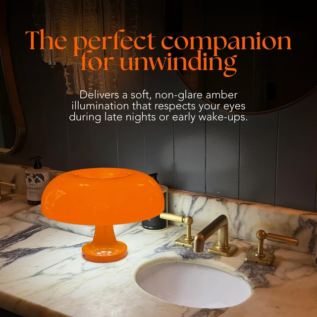 Alt view image 7 of 7 - Orange Mushroom Lamp Cordless Rechargeable Touch Dimmable Desk lamp | Wireless dimmable desk lamp, ideal for reading, studying, or decor