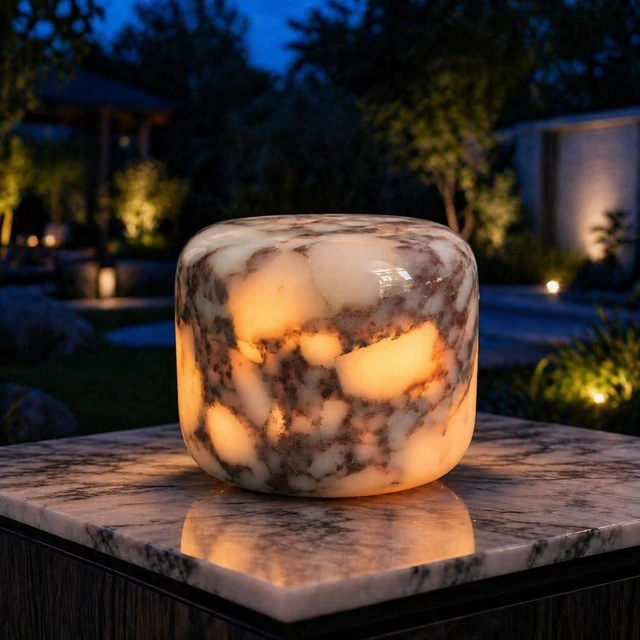 Main image of 100% Marble Touch Pat Lamp, Unique Natural Stone Small Night Table Lamp, Type-C Rechargeable 3-Way Dimmable Bedside Lamp, Warm Ambient Lighting for Bedroom (Calacatta Purple)