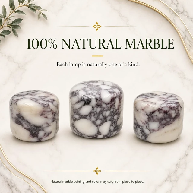 Alt view image 6 of 7 - 100% Marble Touch Pat Lamp, Unique Natural Stone Small Night Table Lamp, Type-C Rechargeable 3-Way Dimmable Bedside Lamp, Warm Ambient Lighting for Bedroom (Calacatta Purple)