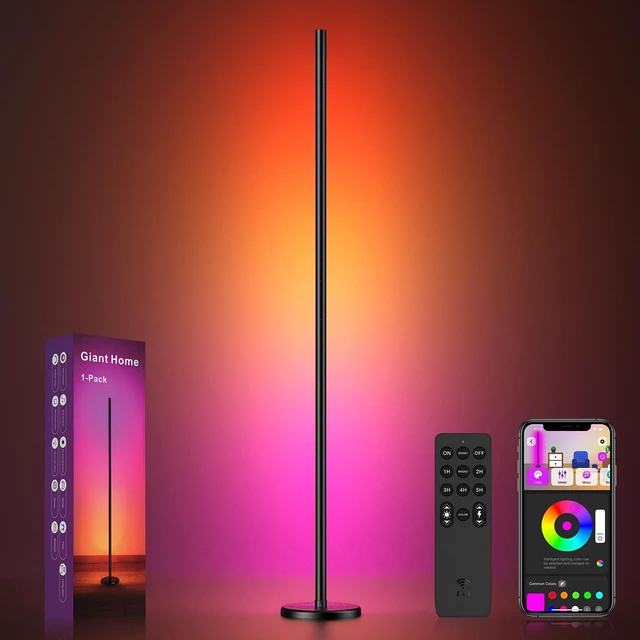 Main image of RGBICW Corner Floor Lamp, Smart LED Floor Lamp for Ambient Lighting with 16 Million Colors, App & Remote Control, 68 Scene Modes, Music Sync, Adjustable Warm White for Bedroom Living Room