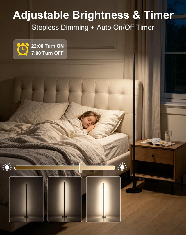 Alt view image 5 of 7 - RGB Corner Floor Lamp, Remote & App Control, Music Sync Ambient Light | 31"/47"/63" Adjustable Height, 16M DIY Colors, 200+ Dynamic Modes, 33 Themes, Timer Function for Gaming, Living Room, Bedroom