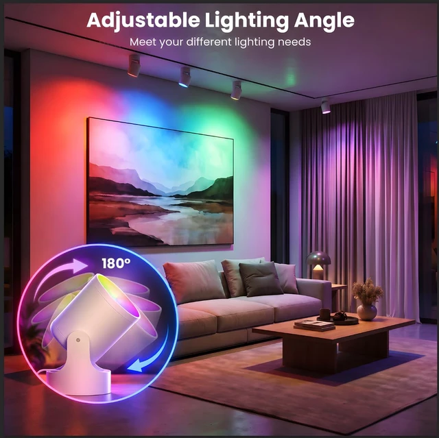 Alt view image 4 of 7 - Uplights Indoor 6W,16 Static Colors,4 Dynamic Modes,5Level Brightness | Spotlight Indoor with 2 Remote Floor Light Color Changing Christmas Decorations uplighting for Plant ,Pictur, Events 2 Pack