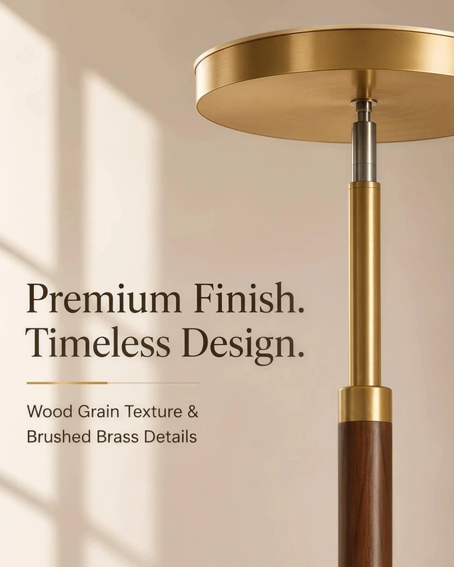 Alt view image 2 of 7 - Wood LED Torchiere Floor Lamp with Remote, 3000LM Dimmable | 69" Tall Uplight, 2700K-6500K Color Temperature, 1-Hour Timer, Eye-Caring Lighting, For Living Room, Bedroom & Office