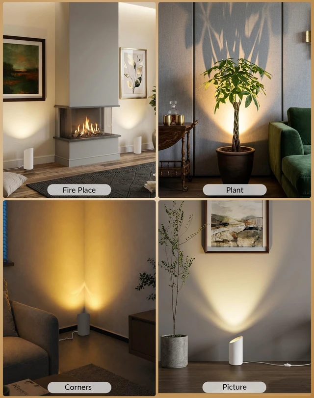 Alt view image 7 of 7 - 2 Pack Uplights Indoor Floor Can Lights, 3CCT with Remote, White | Uplighting Indoor, 3000K-6000K Dimmable, 6.5FT Plug Cord & Foot Switch, SpotLights Indoor for Home Accents, Plants, Artwor