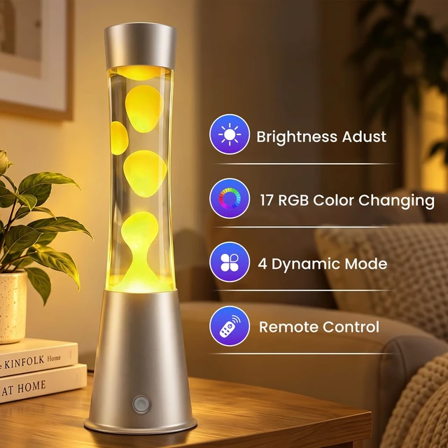 Alt view image 4 of 4 - 15.5in Color Changing Light, RGB Liquid Motion Lamp with Remote | Mesmerizing Liquid Flow, Soothing Ambient Lighting, Home Office Desk Decor