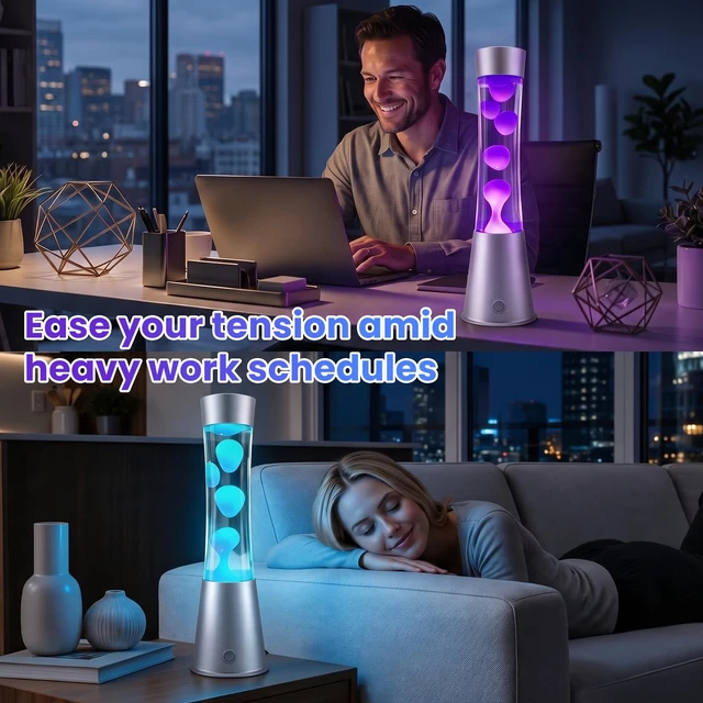 Alt view image 2 of 4 - 15.5in Color Changing Light, RGB Liquid Motion Lamp with Remote | Mesmerizing Liquid Flow, Soothing Ambient Lighting, Home Office Desk Decor