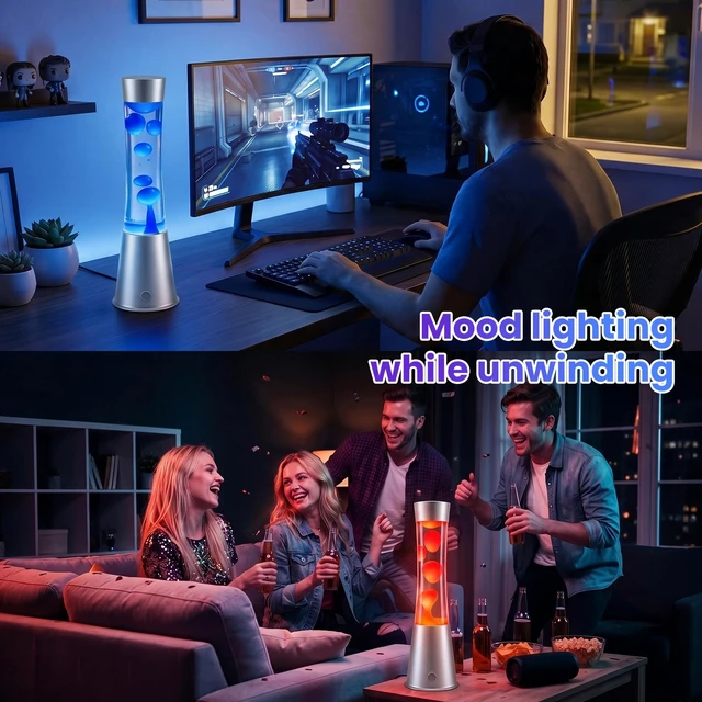 Alt view image 3 of 4 - 15.5in Color Changing Light, RGB Liquid Motion Lamp with Remote | Mesmerizing Liquid Flow, Soothing Ambient Lighting, Home Office Desk Decor