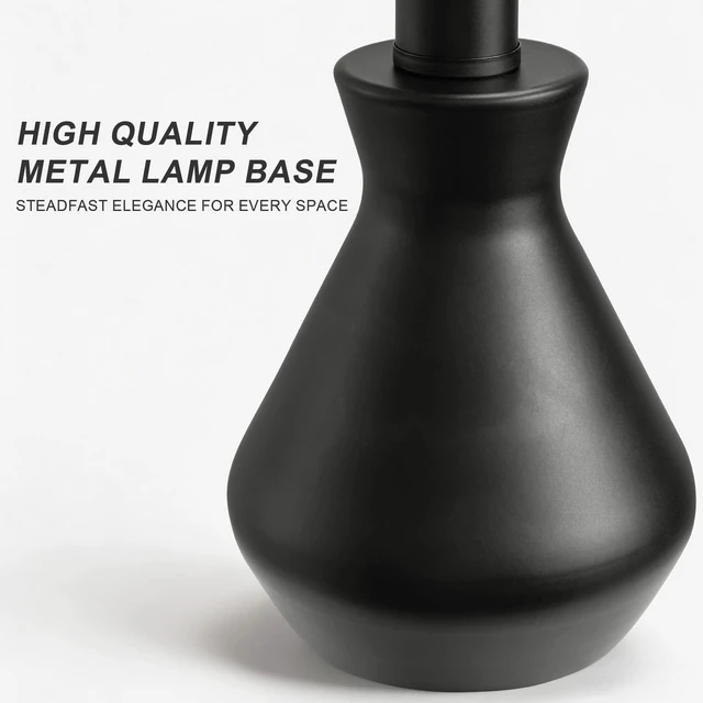 Alt view image 2 of 7 - 12" Black Metal Modern Bedside Lamp | Modern Mini Nightstand Lamps,Metal Base with PreAssembled Shade,Cute Desk Lamp for Living Room Side Table,Stylish Home Decor
