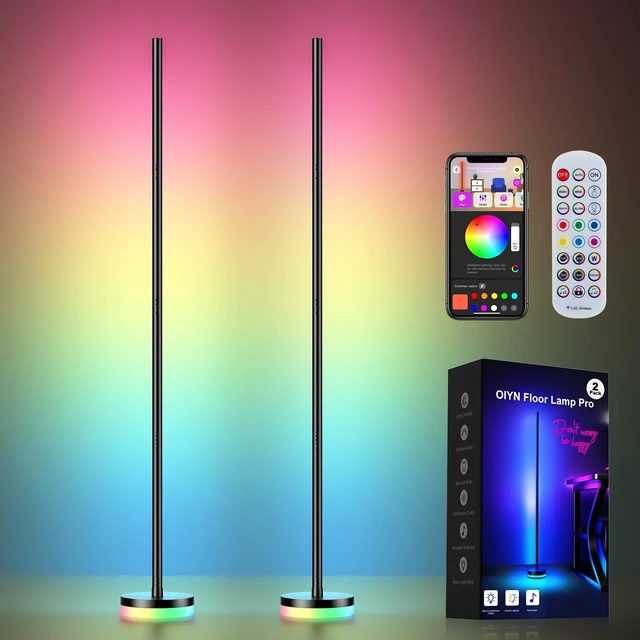 Main image of Corner Floor Lamp 2 Pack,RGBICW LED Corner Lamp with 1300lm Smart Modern Floor Lamp,App & Remote Control,Music Sync,Color Changing Standing Lamp for Bedroom Living Room and Gaming Rooms