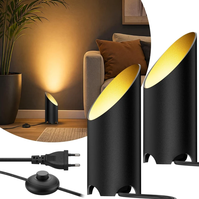 Main image of 2 Pack Uplights Indoor,7W Ambient Lighting with 3000K GU10 Bulbs,Mood & Accent Lighting,House Warming Gifts New Home,Art Decor 5.9 FT Cords&Foot Switches