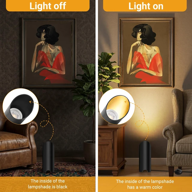 Alt view image 2 of 7 - 2 Pack Uplights Indoor,7W Ambient Lighting with 3000K GU10 Bulbs,Mood & Accent Lighting,House Warming Gifts New Home,Art Decor 5.9 FT Cords&Foot Switches