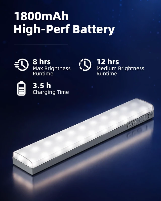 Alt view image 6 of 7 - 80RGB Color Changing Under Cabinet Lighting, Led Shelf Lights | Wireless, Rechageable, Magnetic, Remote Control, Color Changing, Diammble, DIY Mode, 1800mAh Battery, Memory Function