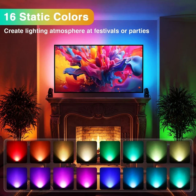 Alt view image 2 of 7 - 6W RGBW Up Lights Indoor Halloween LED Floor Spotlight with Remote | Individual&Group Remote Control, Color Changing Uplights, 120V Plug In Spot Lights for Home Decoration Parties Plants, 4 Pack