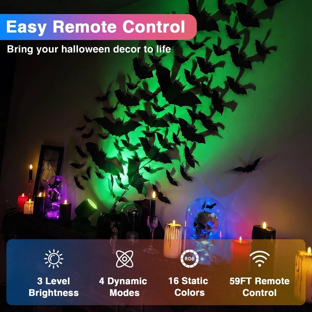 Alt view image 3 of 7 - 6W RGBW Up Lights Indoor Halloween LED Floor Spotlight with Remote | Individual&Group Remote Control, Color Changing Uplights, 120V Plug In Spot Lights for Home Decoration Parties Plants, 4 Pack